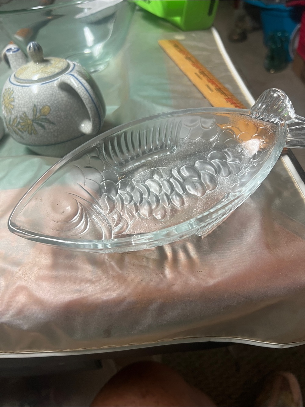 Vintage Clear Glass Fish-Shaped Serving Dish - Clear